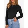 imagePRETTYGARDEN Bodysuits for Women 2025 Fall Long Sleeve Shirts Slim Fitted Basic Ribbed Layering Tops Fashion Winter ClothingBlack