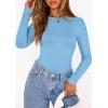 imagePRETTYGARDEN Bodysuits for Women 2025 Fall Long Sleeve Shirts Slim Fitted Basic Ribbed Layering Tops Fashion Winter ClothingLight Blue