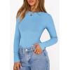 imagePRETTYGARDEN Bodysuits for Women 2025 Fall Long Sleeve Shirts Slim Fitted Basic Ribbed Layering Tops Fashion Winter ClothingLight Blue