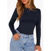imagePRETTYGARDEN Bodysuits for Women 2025 Fall Long Sleeve Shirts Slim Fitted Basic Ribbed Layering Tops Fashion Winter ClothingNavy Blue