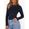 imagePRETTYGARDEN Bodysuits for Women 2025 Fall Long Sleeve Shirts Slim Fitted Basic Ribbed Layering Tops Fashion Winter ClothingNavy Blue