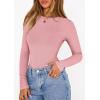 imagePRETTYGARDEN Bodysuits for Women 2025 Fall Long Sleeve Shirts Slim Fitted Basic Ribbed Layering Tops Fashion Winter ClothingPink