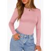 imagePRETTYGARDEN Bodysuits for Women 2025 Fall Long Sleeve Shirts Slim Fitted Basic Ribbed Layering Tops Fashion Winter ClothingPink