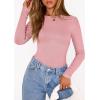 imagePRETTYGARDEN Bodysuits for Women 2025 Fall Long Sleeve Shirts Slim Fitted Basic Ribbed Layering Tops Fashion Winter ClothingPink