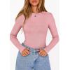 imagePRETTYGARDEN Bodysuits for Women 2025 Fall Long Sleeve Shirts Slim Fitted Basic Ribbed Layering Tops Fashion Winter ClothingPink