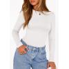 imagePRETTYGARDEN Bodysuits for Women 2025 Fall Long Sleeve Shirts Slim Fitted Basic Ribbed Layering Tops Fashion Winter ClothingWhite
