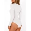 imagePRETTYGARDEN Bodysuits for Women 2025 Fall Long Sleeve Shirts Slim Fitted Basic Ribbed Layering Tops Fashion Winter ClothingWhite