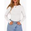 imagePRETTYGARDEN Bodysuits for Women 2025 Fall Long Sleeve Shirts Slim Fitted Basic Ribbed Layering Tops Fashion Winter ClothingWhite