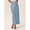imagePRETTYGARDEN Long Skirts for Women 2025 Fall Fashion Clothing Faux Leather High Waist Dressy Casual Slit Pencil Maxi SkirtDusty Blue