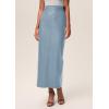 imagePRETTYGARDEN Long Skirts for Women 2025 Fall Fashion Clothing Faux Leather High Waist Dressy Casual Slit Pencil Maxi SkirtDusty Blue