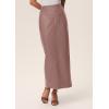 imagePRETTYGARDEN Long Skirts for Women 2025 Fall Fashion Clothing Faux Leather High Waist Dressy Casual Slit Pencil Maxi SkirtPink