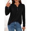 imagePRETTYGARDEN Long Sleeve Shirts for Women 2025 Fall Fashion Clothing Henley Tops Trendy Dressy Casual Blouses Work OutfitsBlack