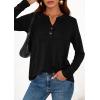 imagePRETTYGARDEN Long Sleeve Shirts for Women 2025 Fall Fashion Clothing Henley Tops Trendy Dressy Casual Blouses Work OutfitsBlack