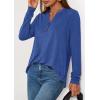 imagePRETTYGARDEN Long Sleeve Shirts for Women 2025 Fall Fashion Clothing Henley Tops Trendy Dressy Casual Blouses Work OutfitsBlue