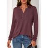 imagePRETTYGARDEN Long Sleeve Shirts for Women 2025 Fall Fashion Clothing Henley Tops Trendy Dressy Casual Blouses Work OutfitsBurgundy