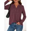imagePRETTYGARDEN Long Sleeve Shirts for Women 2025 Fall Fashion Clothing Henley Tops Trendy Dressy Casual Blouses Work OutfitsBurgundy
