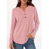 imagePRETTYGARDEN Long Sleeve Shirts for Women 2025 Fall Fashion Clothing Henley Tops Trendy Dressy Casual Blouses Work OutfitsCoral Pink