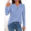 imagePRETTYGARDEN Long Sleeve Shirts for Women 2025 Fall Fashion Clothing Henley Tops Trendy Dressy Casual Blouses Work OutfitsLight Blue