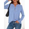 imagePRETTYGARDEN Long Sleeve Shirts for Women 2025 Fall Fashion Clothing Henley Tops Trendy Dressy Casual Blouses Work OutfitsLight Blue