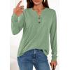 imagePRETTYGARDEN Long Sleeve Shirts for Women 2025 Fall Fashion Clothing Henley Tops Trendy Dressy Casual Blouses Work OutfitsLight Green