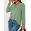 imagePRETTYGARDEN Long Sleeve Shirts for Women 2025 Fall Fashion Clothing Henley Tops Trendy Dressy Casual Blouses Work OutfitsLight Green