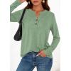 imagePRETTYGARDEN Long Sleeve Shirts for Women 2025 Fall Fashion Clothing Henley Tops Trendy Dressy Casual Blouses Work OutfitsLight Green