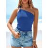 imagePRETTYGARDEN One Shoulder Going Out Tops for Women 2026 Summer Trendy Sleeveless Fitted Ribbed Shirts Spring Y2K ClothesRoyal Blue