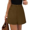 imagePRETTYGARDEN Shorts for Women Dressy 2025 Summer Elastic High Waisted Wide Leg Business Casual Work Shorts with PocketsDark Khaki