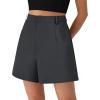 imagePRETTYGARDEN Shorts for Women Dressy 2025 Summer Elastic High Waisted Wide Leg Business Casual Work Shorts with PocketsGrey
