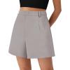 imagePRETTYGARDEN Shorts for Women Dressy 2025 Summer Elastic High Waisted Wide Leg Business Casual Work Shorts with PocketsLight Grey