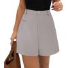 imagePRETTYGARDEN Shorts for Women Dressy 2025 Summer Elastic High Waisted Wide Leg Business Casual Work Shorts with PocketsLight Grey