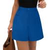 imagePRETTYGARDEN Shorts for Women Dressy 2025 Summer Elastic High Waisted Wide Leg Business Casual Work Shorts with PocketsRoyal Blue