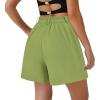 imagePRETTYGARDEN Shorts for Women Dressy 2025 Summer Elastic High Waisted Wide Leg Business Casual Work Shorts with PocketsTender Green