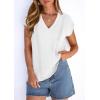 imagePRETTYGARDEN Spring Tops for Women 2026 Summer Fashion Clothes Dressy Casual Blouses Cap Sleeve V Neck Shirts Work OutfitsWhite