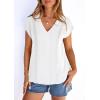 imagePRETTYGARDEN Spring Tops for Women 2026 Summer Fashion Clothes Dressy Casual Blouses Cap Sleeve V Neck Shirts Work OutfitsWhite