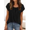 imagePRETTYGARDEN Summer Tops for Women 2026 Short Sleeve Crew Neck Pleated T Shirts Dressy Casual Blouses Spring Fashion ClothesBlack