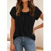 imagePRETTYGARDEN Summer Tops for Women 2026 Short Sleeve Crew Neck Pleated T Shirts Dressy Casual Blouses Spring Fashion ClothesBlack