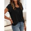 imagePRETTYGARDEN Summer Tops for Women 2026 Short Sleeve Crew Neck Pleated T Shirts Dressy Casual Blouses Spring Fashion ClothesBlack