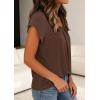 imagePRETTYGARDEN Summer Tops for Women 2026 Short Sleeve Crew Neck Pleated T Shirts Dressy Casual Blouses Spring Fashion ClothesBrown