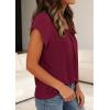 imagePRETTYGARDEN Summer Tops for Women 2026 Short Sleeve Crew Neck Pleated T Shirts Dressy Casual Blouses Spring Fashion ClothesBurgundy