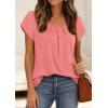 imagePRETTYGARDEN Summer Tops for Women 2026 Short Sleeve Crew Neck Pleated T Shirts Dressy Casual Blouses Spring Fashion ClothesCoral Pink
