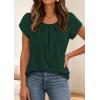 imagePRETTYGARDEN Summer Tops for Women 2026 Short Sleeve Crew Neck Pleated T Shirts Dressy Casual Blouses Spring Fashion ClothesDark Green