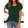 imagePRETTYGARDEN Summer Tops for Women 2026 Short Sleeve Crew Neck Pleated T Shirts Dressy Casual Blouses Spring Fashion ClothesDark Green