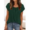 imagePRETTYGARDEN Summer Tops for Women 2026 Short Sleeve Crew Neck Pleated T Shirts Dressy Casual Blouses Spring Fashion ClothesDark Green