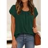 imagePRETTYGARDEN Summer Tops for Women 2026 Short Sleeve Crew Neck Pleated T Shirts Dressy Casual Blouses Spring Fashion ClothesDark Green