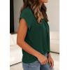 imagePRETTYGARDEN Summer Tops for Women 2026 Short Sleeve Crew Neck Pleated T Shirts Dressy Casual Blouses Spring Fashion ClothesDark Green