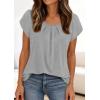 imagePRETTYGARDEN Summer Tops for Women 2026 Short Sleeve Crew Neck Pleated T Shirts Dressy Casual Blouses Spring Fashion ClothesGrey