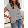 imagePRETTYGARDEN Summer Tops for Women 2026 Short Sleeve Crew Neck Pleated T Shirts Dressy Casual Blouses Spring Fashion ClothesGrey