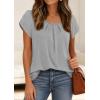imagePRETTYGARDEN Summer Tops for Women 2026 Short Sleeve Crew Neck Pleated T Shirts Dressy Casual Blouses Spring Fashion ClothesGrey
