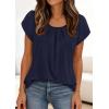imagePRETTYGARDEN Summer Tops for Women 2026 Short Sleeve Crew Neck Pleated T Shirts Dressy Casual Blouses Spring Fashion ClothesNavy Blue